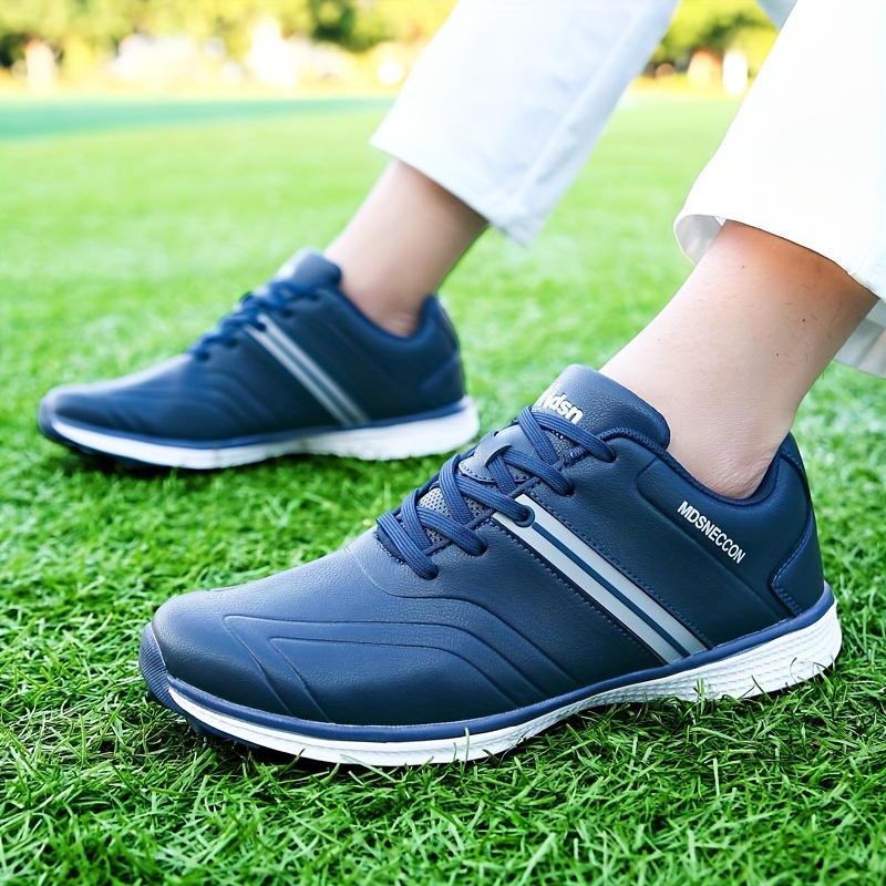 Mens Solid Non Slip Golf Shoes Professional Lace Up Sports Sneakers Perfect For Better   & Outdoors Temu details 3