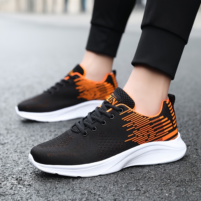 Men s Solid Woven Knit Breathable Running Shoes Comfy Non details 5