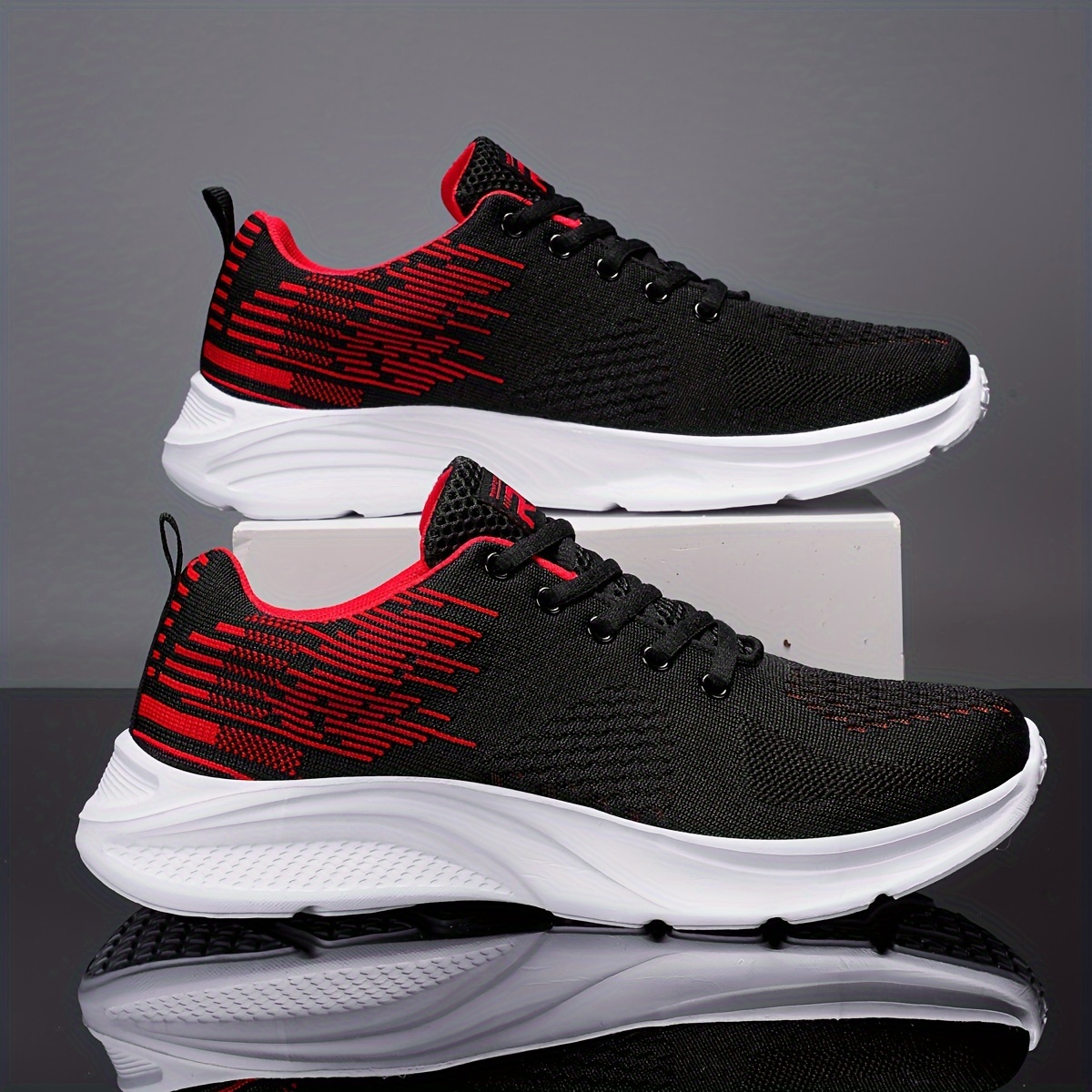 Men s Solid Woven Knit Breathable Running Shoes Comfy Non details 9