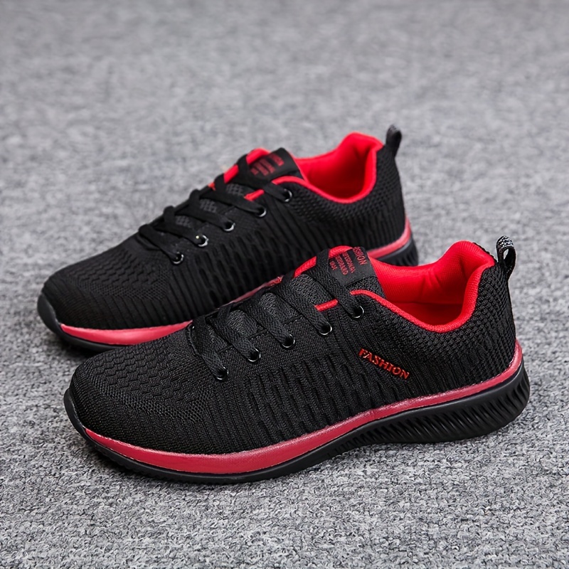 Men s Trendy Solid Woven Knit Breathable Running Shoes Comfy details 3