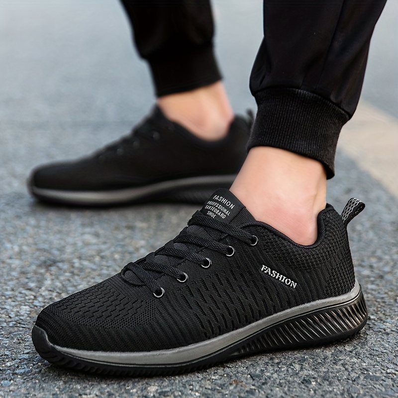 Men s Trendy Solid Woven Knit Breathable Running Shoes Comfy details 4