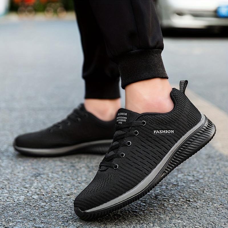 Men s Trendy Solid Woven Knit Breathable Running Shoes Comfy details 8