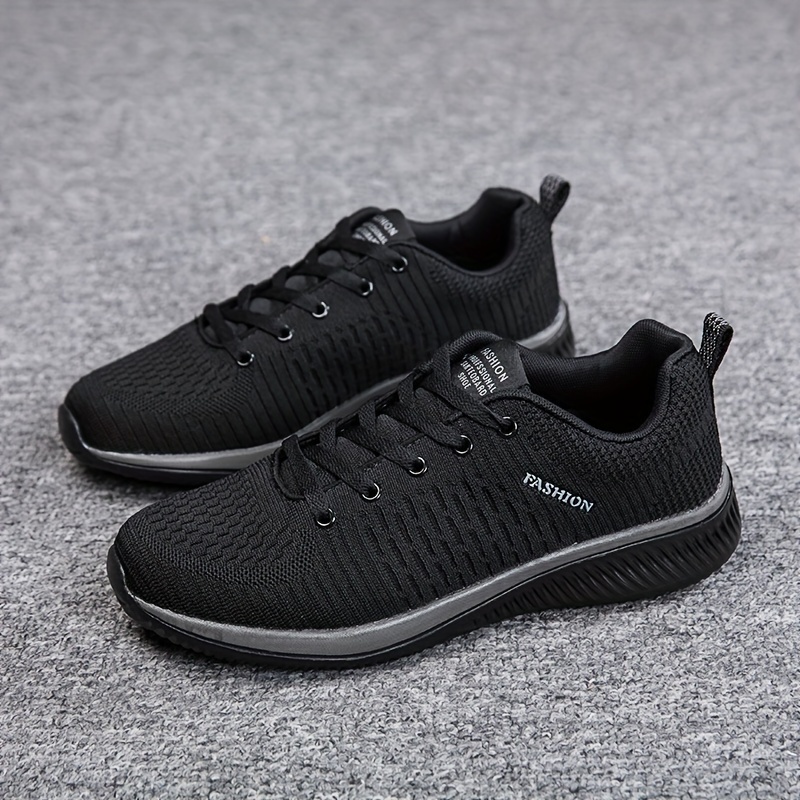 Men s Trendy Solid Woven Knit Breathable Running Shoes Comfy details 9