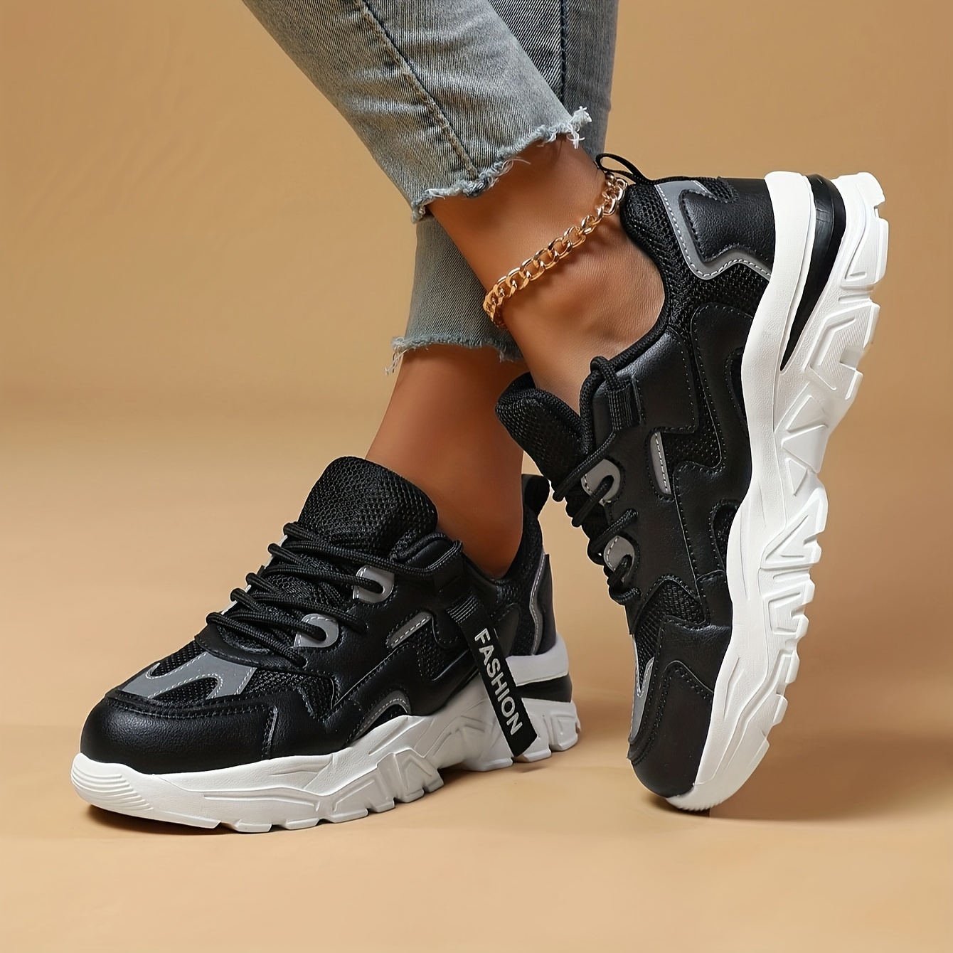 breathable chunky sneakers soft thick sole shock absorption details 10