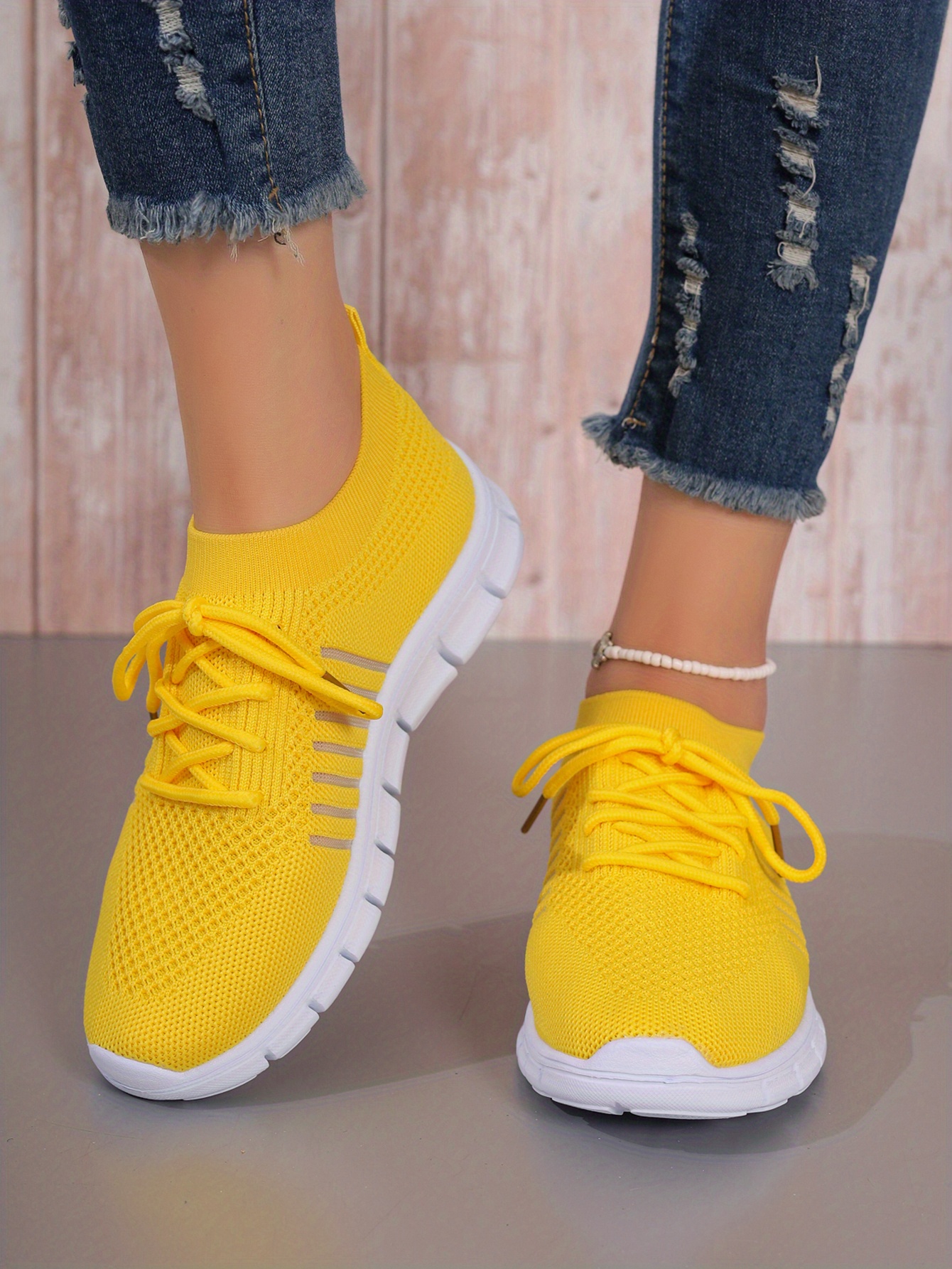 lace knit weaving sneakers women s breathable mesh versatile details 1