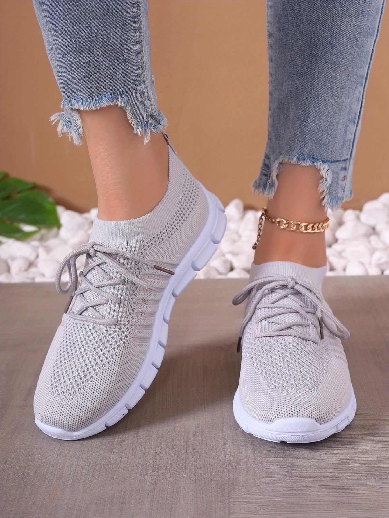 lace knit weaving sneakers women s breathable mesh versatile details 3