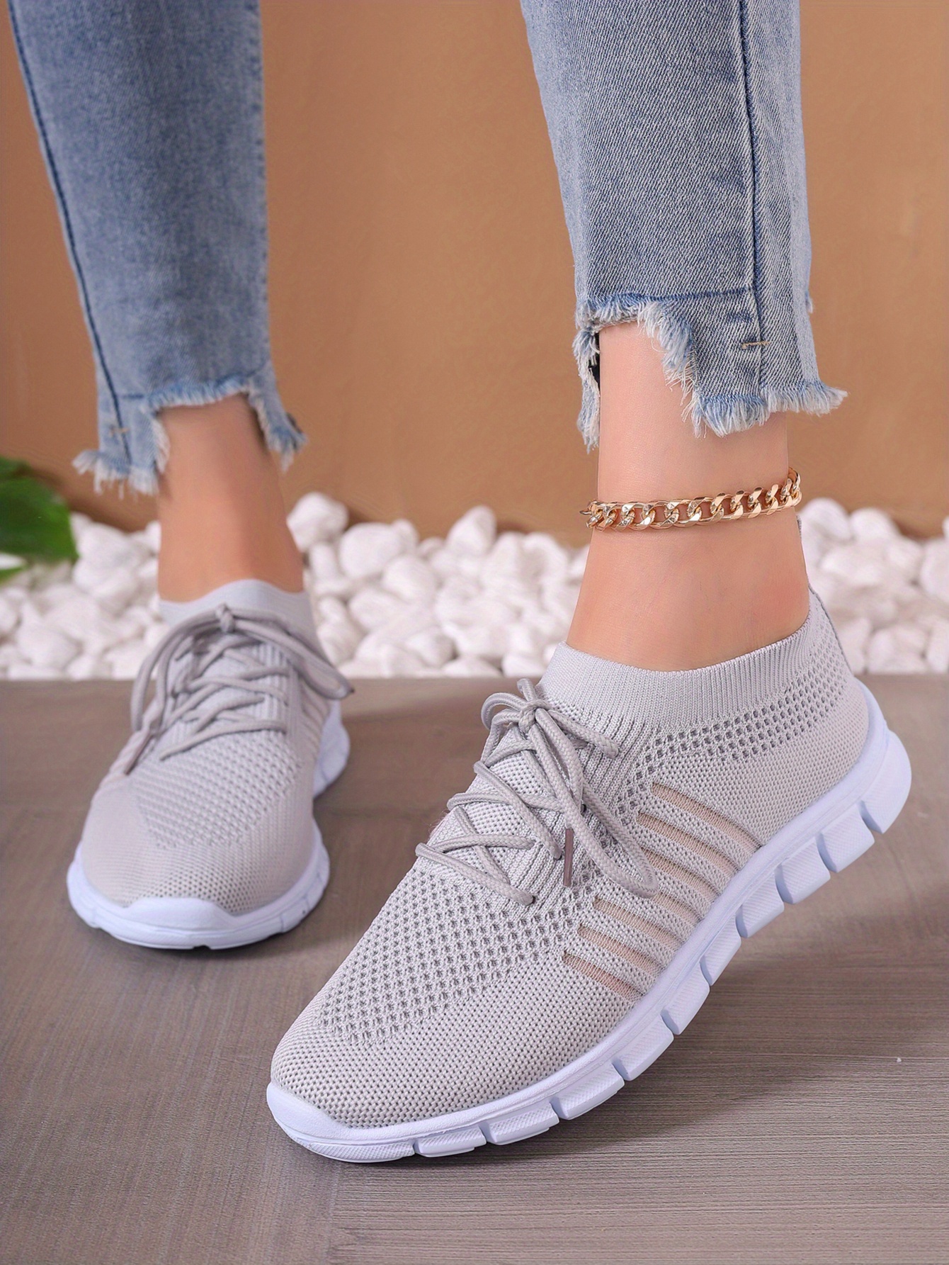 lace knit weaving sneakers women s breathable mesh versatile details 4