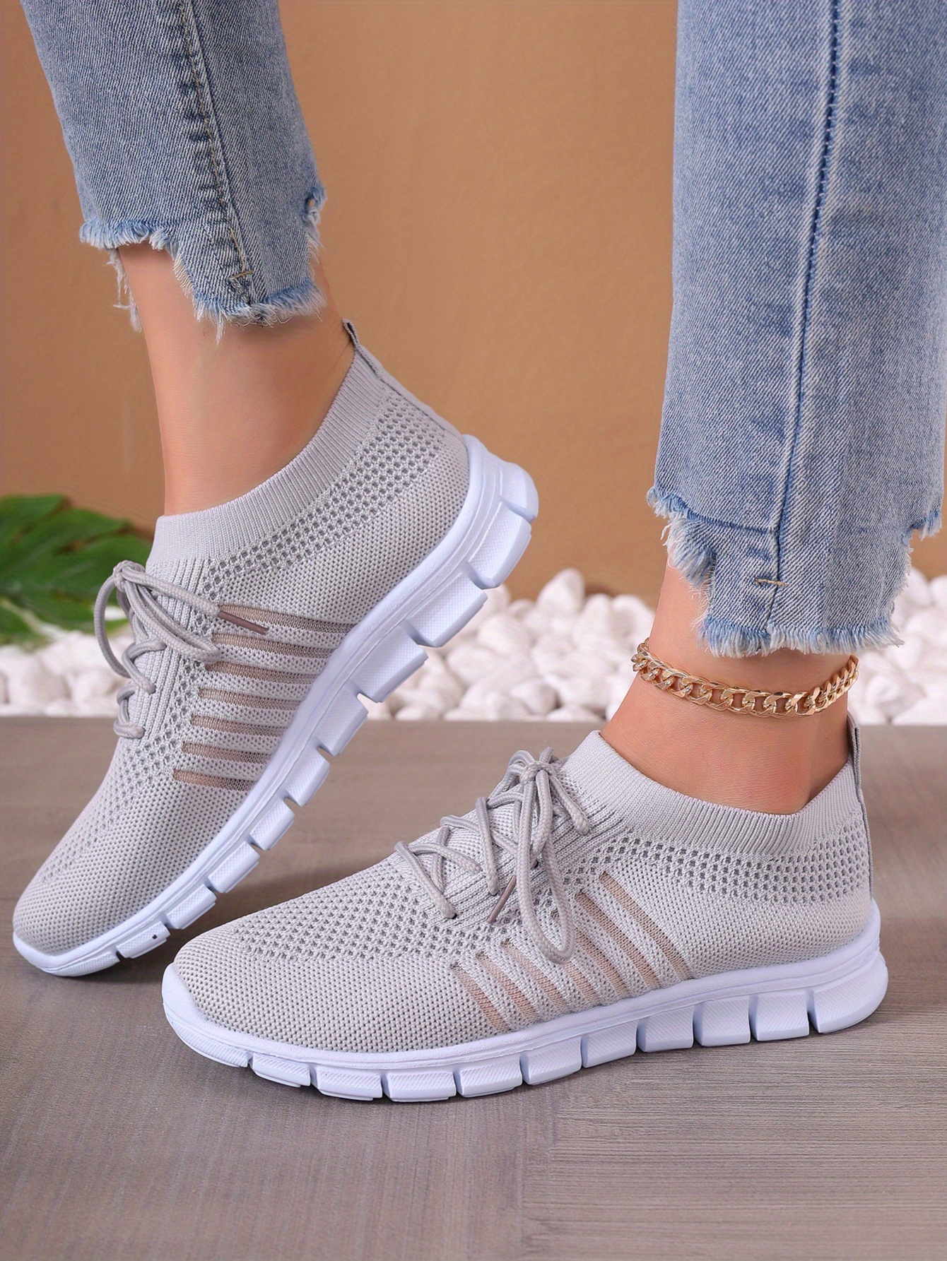 lace knit weaving sneakers women s breathable mesh versatile details 5