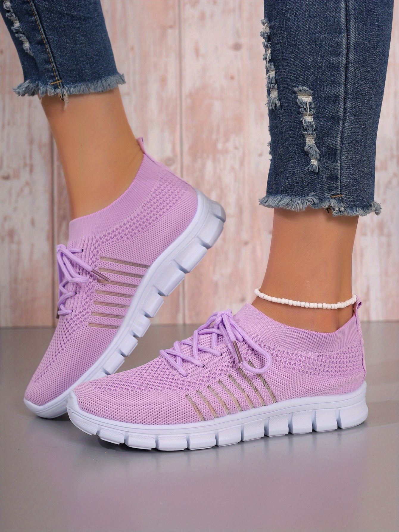 lace knit weaving sneakers women s breathable mesh versatile details 6