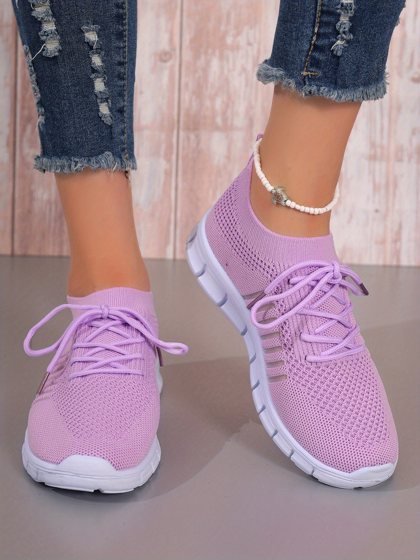 lace knit weaving sneakers women s breathable mesh versatile details 8