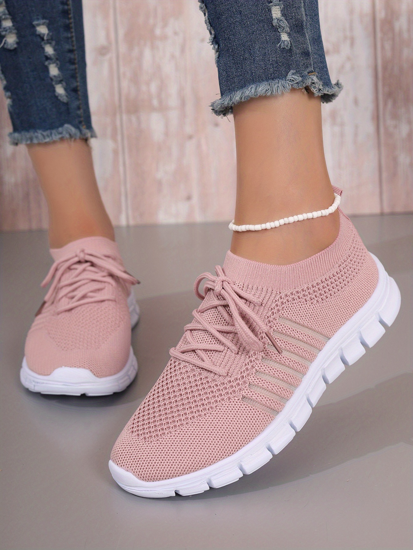 lace knit weaving sneakers women s breathable mesh versatile details 10