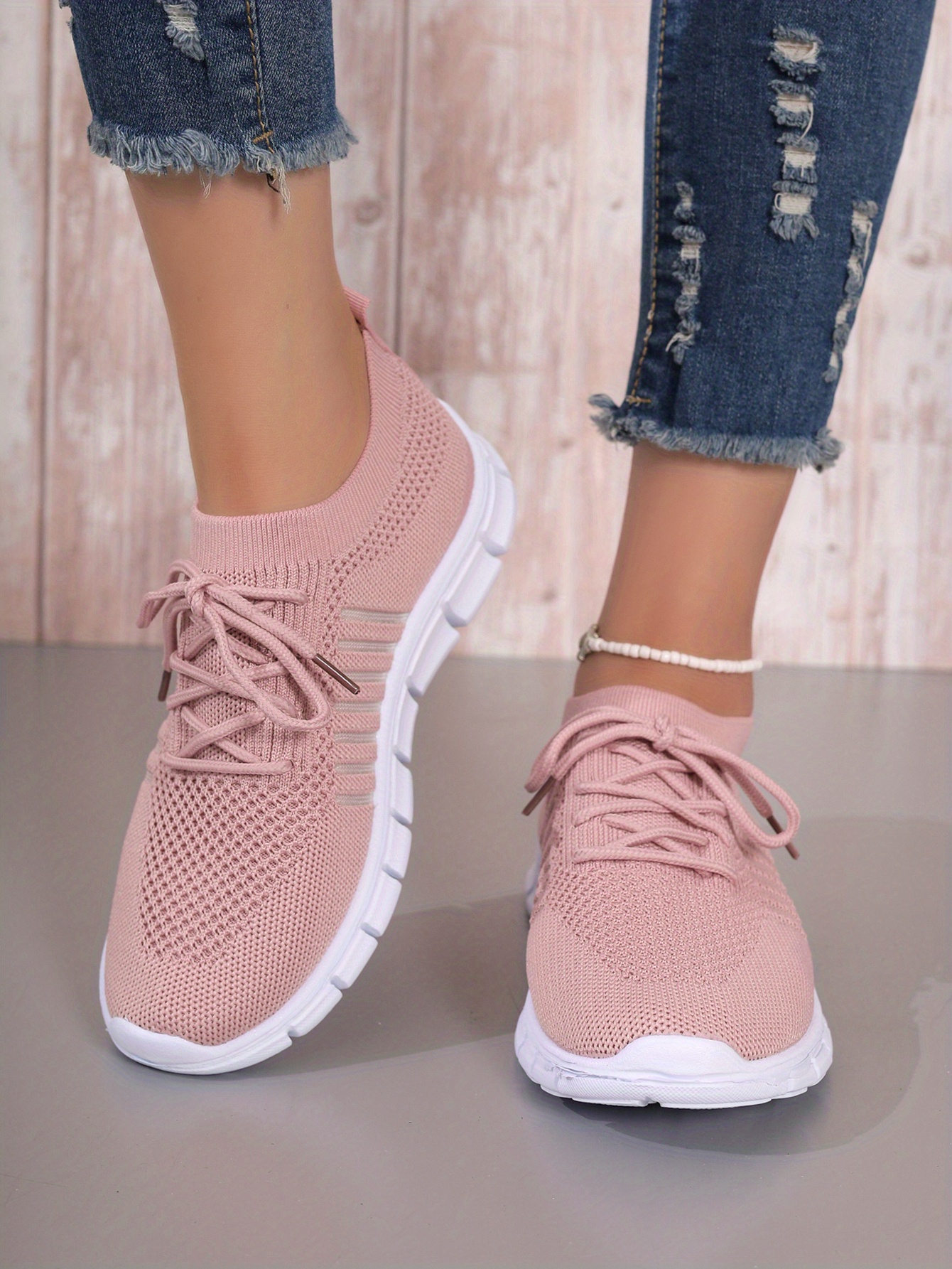 lace knit weaving sneakers women s breathable mesh versatile details 11