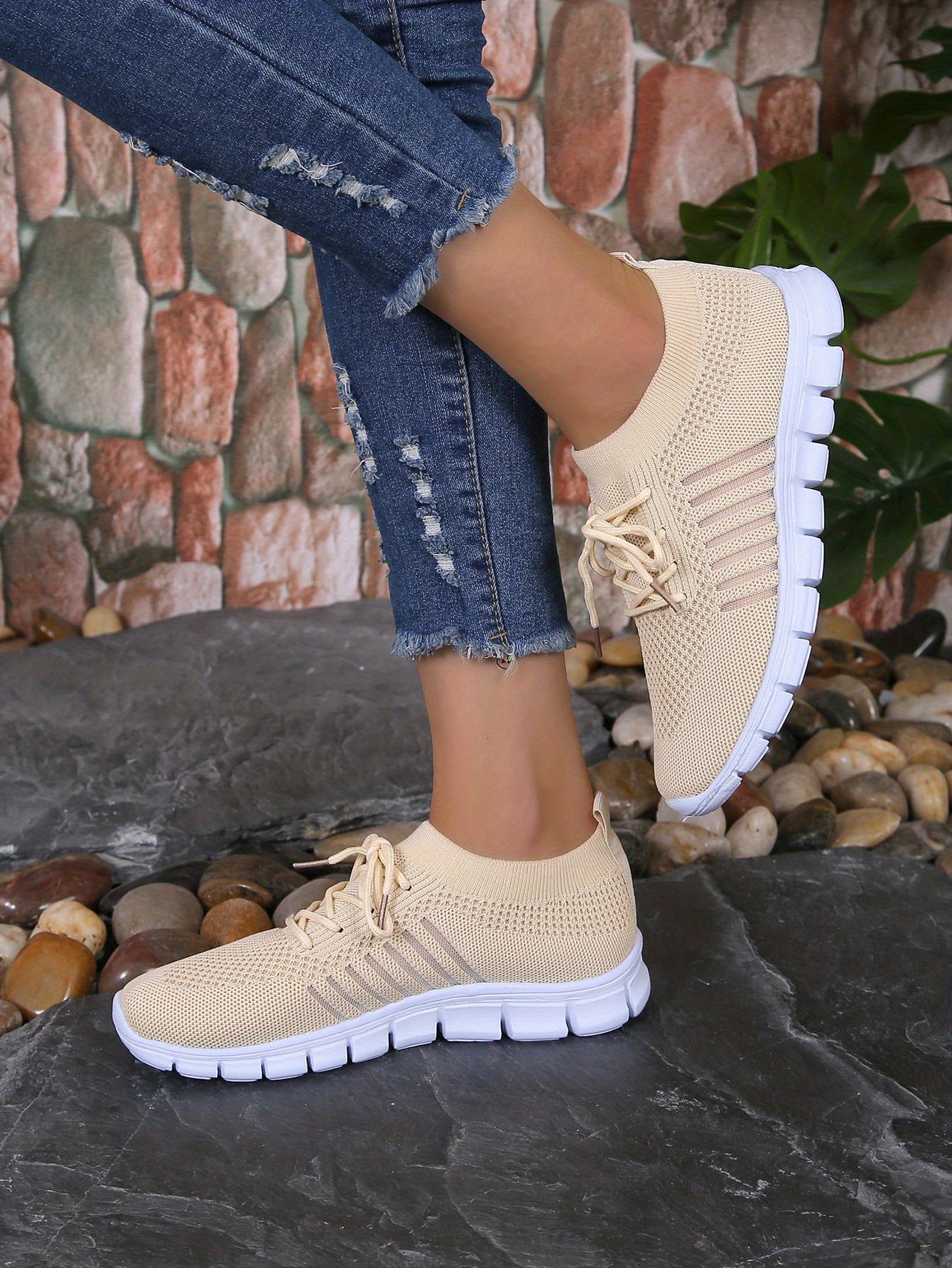 lace knit weaving sneakers women s breathable mesh versatile details 12