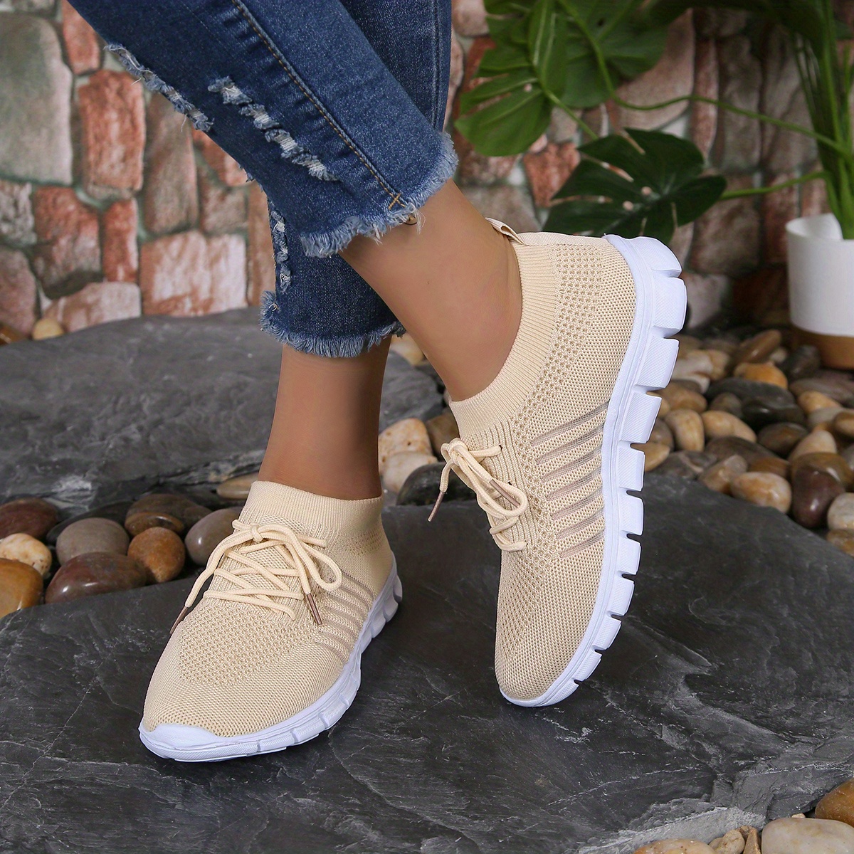 lace knit weaving sneakers women s breathable mesh versatile details 13