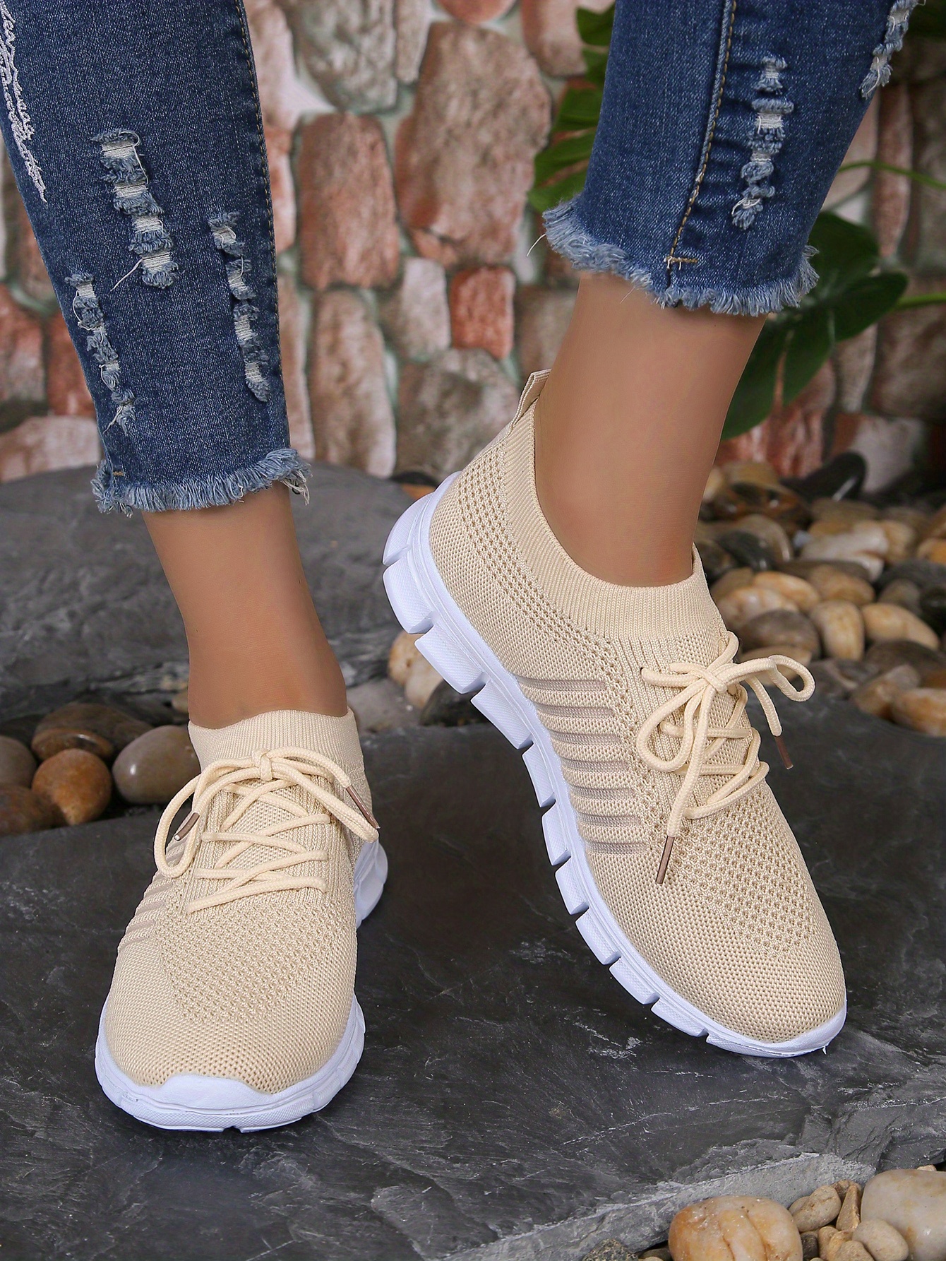 lace knit weaving sneakers women s breathable mesh versatile details 14