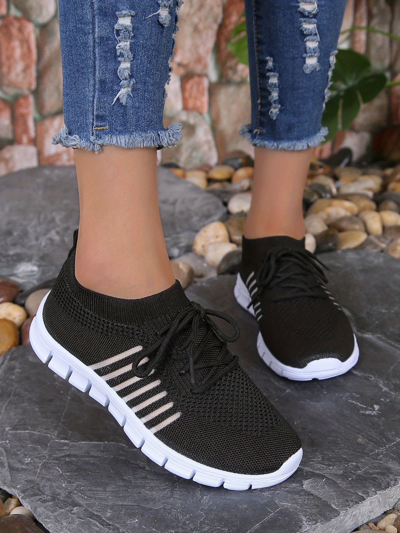 lace knit weaving sneakers women s breathable mesh versatile details 16