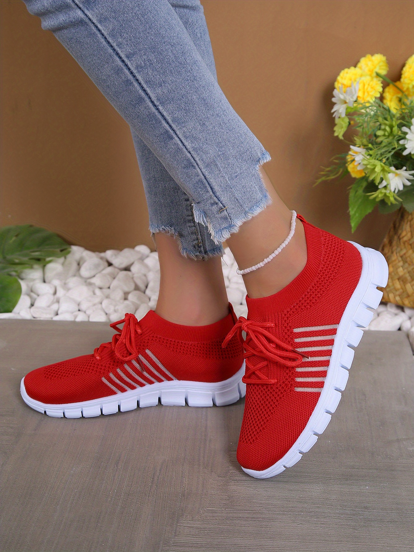 lace knit weaving sneakers women s breathable mesh versatile details 18