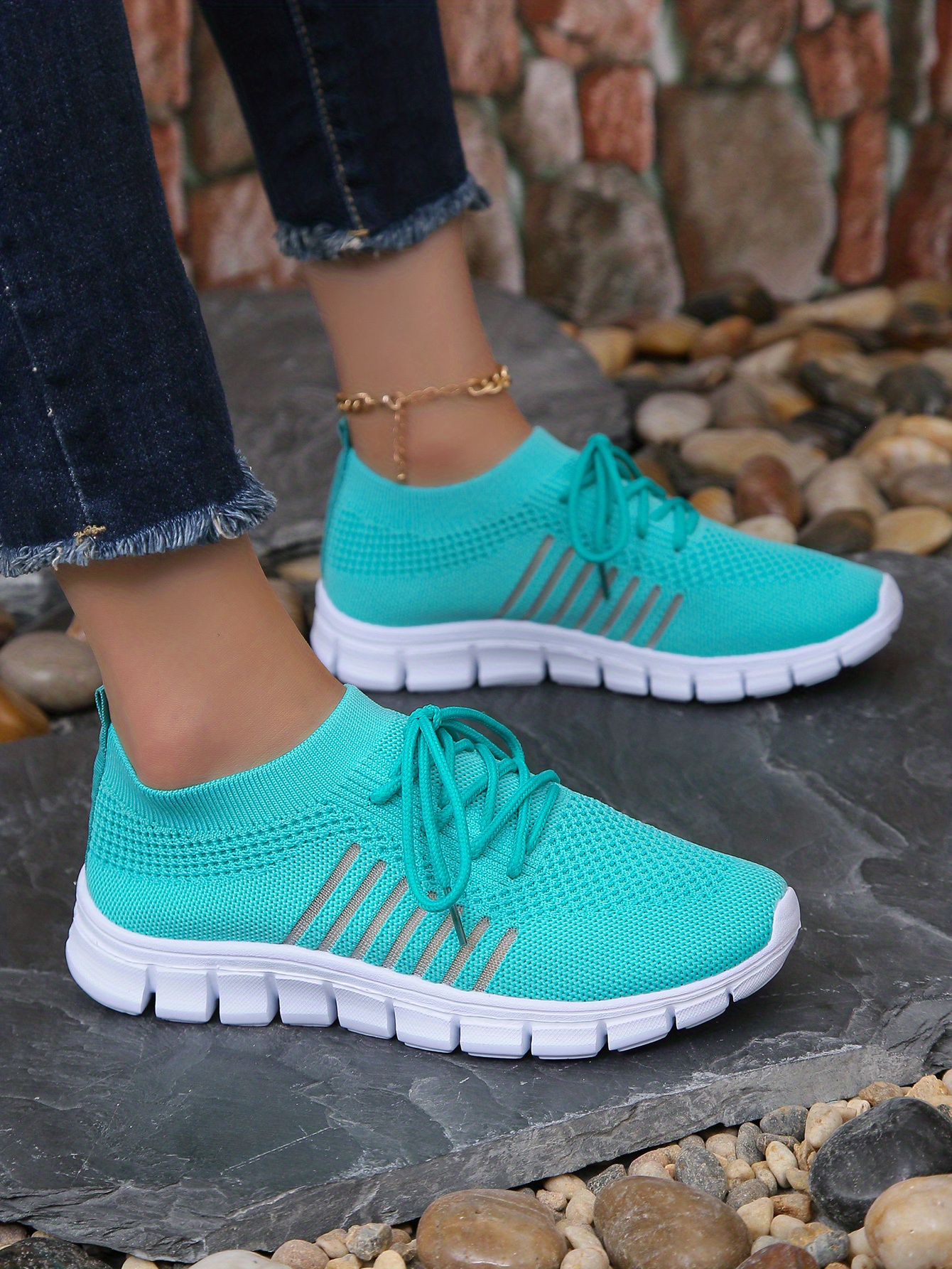 lace knit weaving sneakers women s breathable mesh versatile details 23