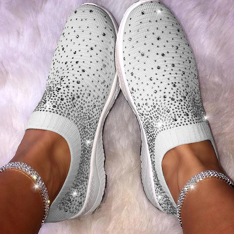 women s walking sneakers rhinestone decor breathable fabric details 5