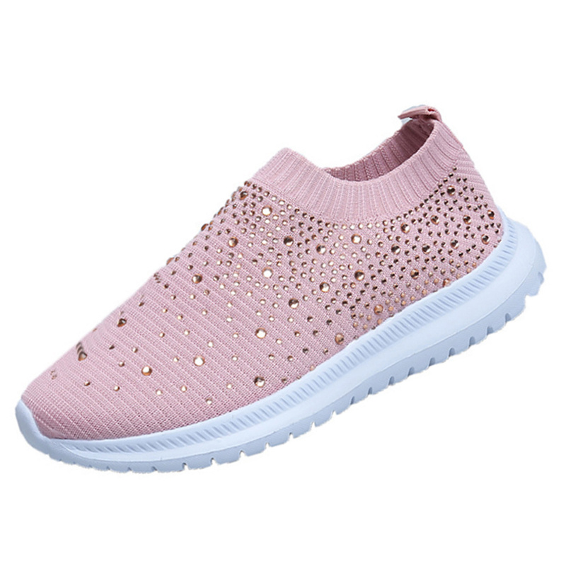 women s walking sneakers rhinestone decor breathable fabric details 7