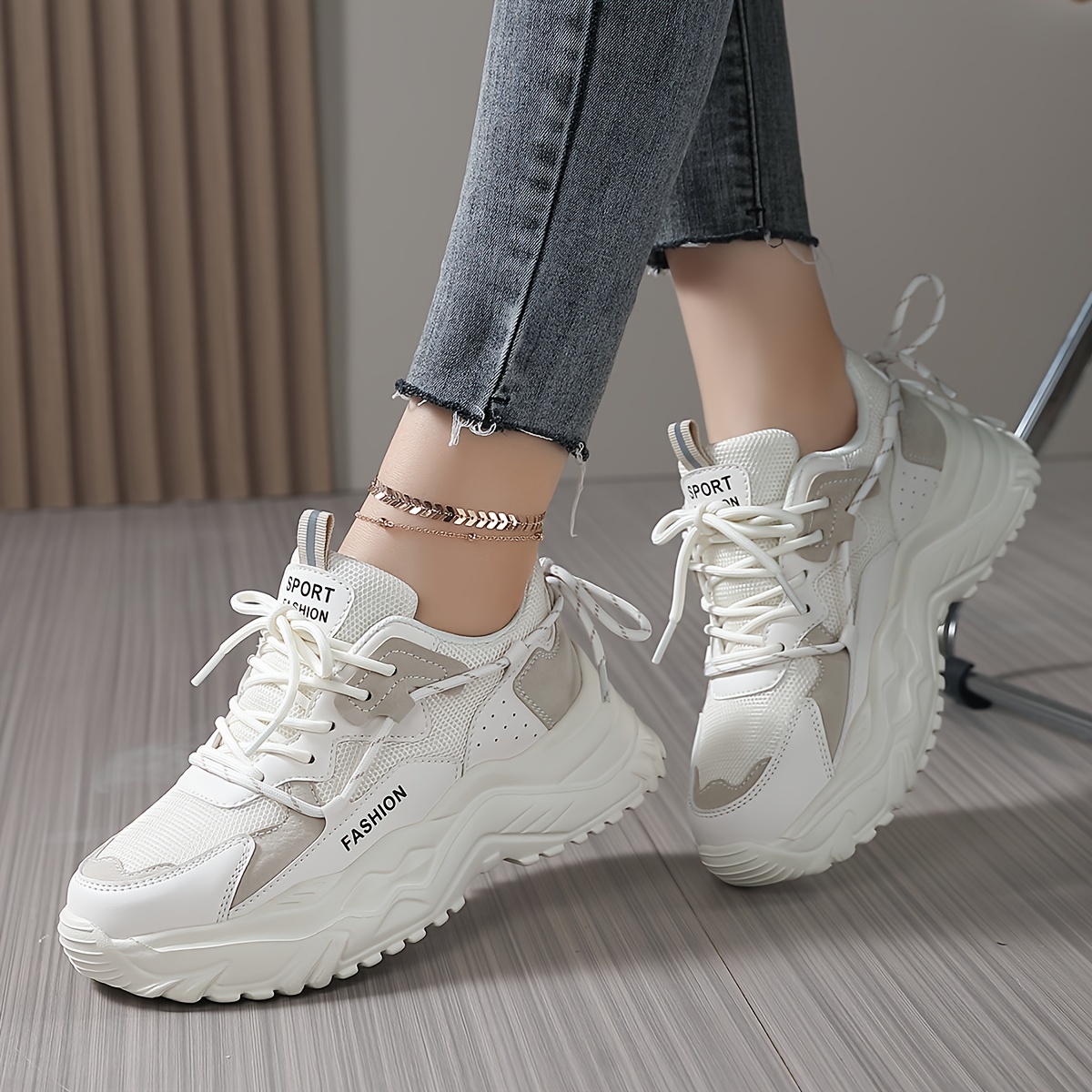 heighten chunky sneakers women s trendy color block faux details 0