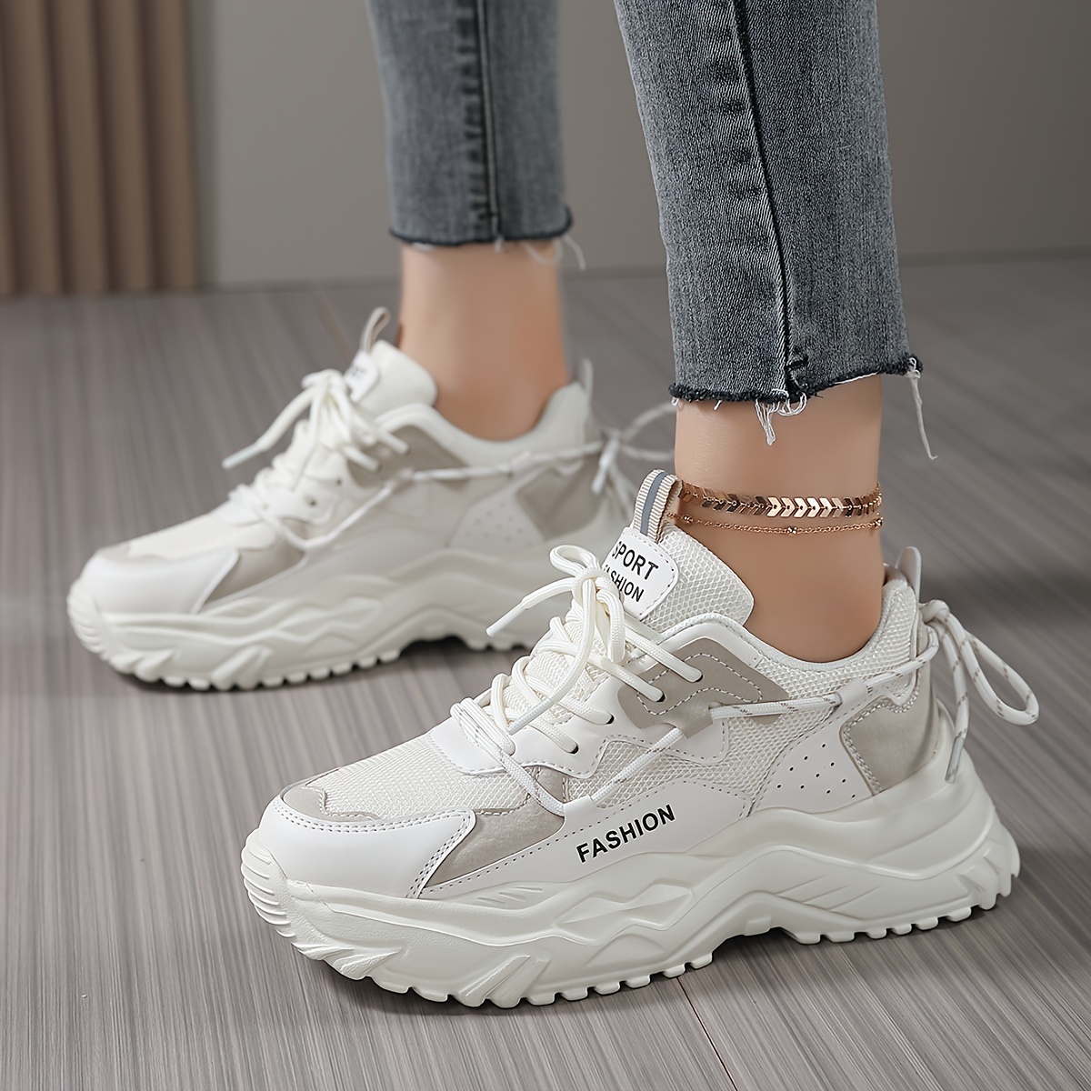 heighten chunky sneakers women s trendy color block faux details 2