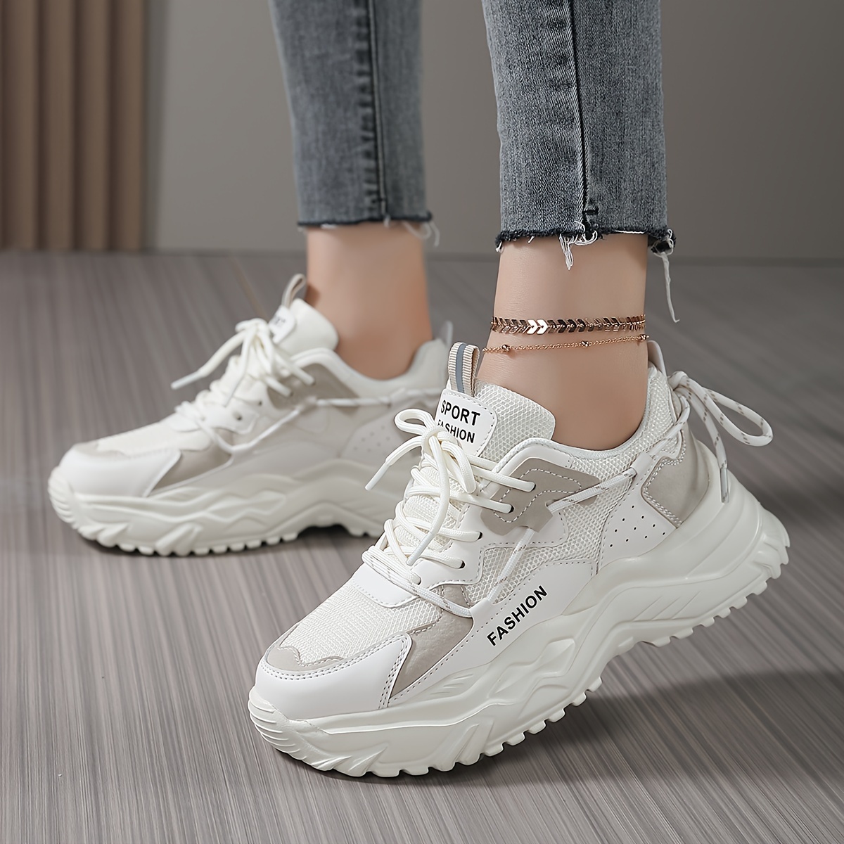 heighten chunky sneakers women s trendy color block faux details 3