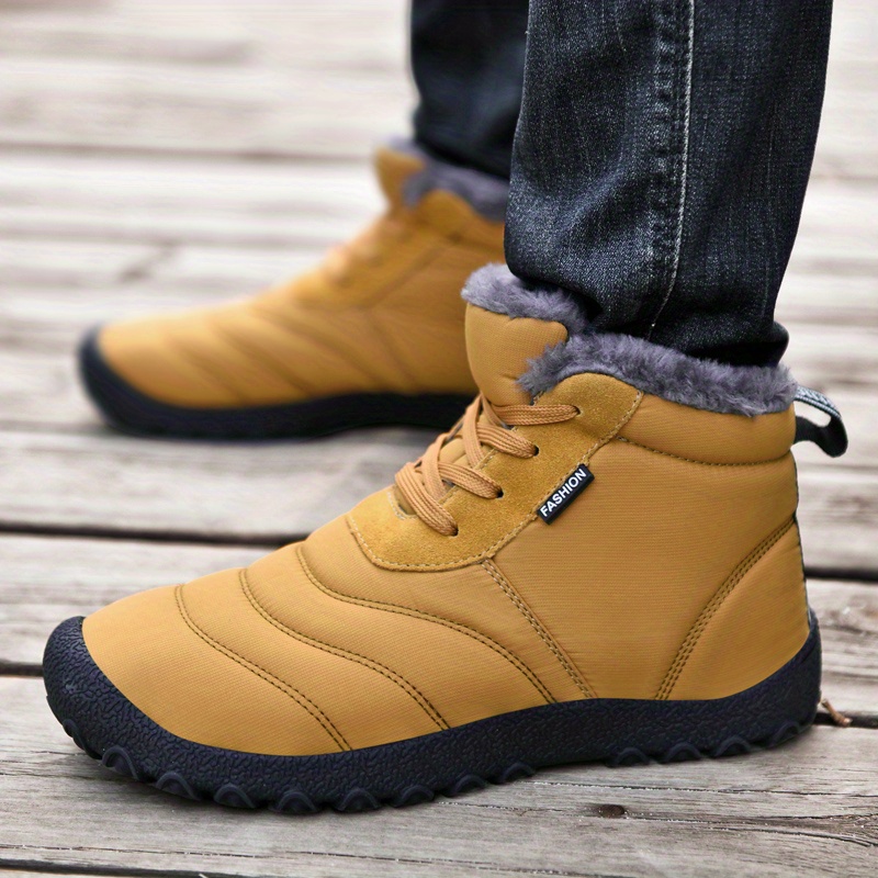 Mens Lace Up Snow Boots Winter Thermal Shoes Windproof Boots With Fuzzy Lining Men s Shoes Temu details 0