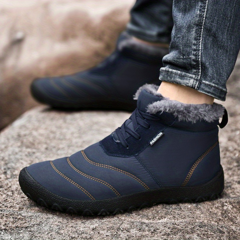 Mens Lace Up Snow Boots Winter Thermal Shoes Windproof Boots With Fuzzy Lining Men s Shoes Temu details 9