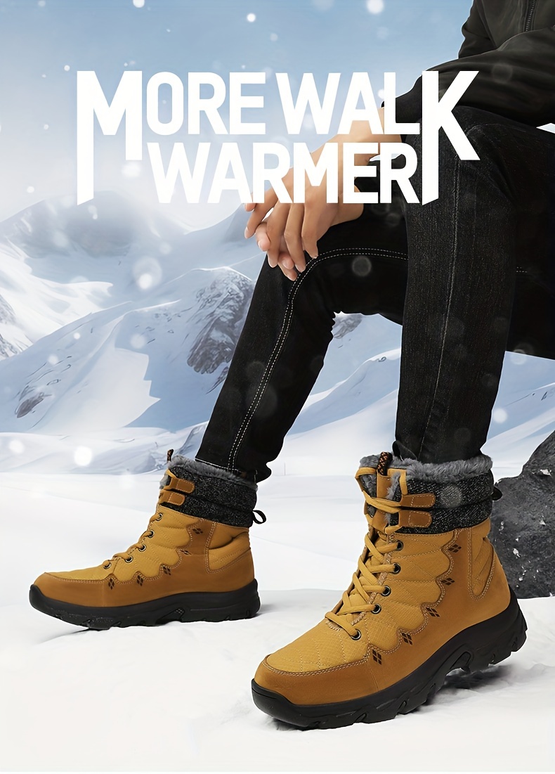 Mens Snow Boots Winter Thermal Shoes Windproof Hiking Boots With Fuzzy Lining Thick Bottom Non Slip Large Size Climbing Outdoor Boots Winter Shop Now For Limitedtime Deals Temu details 0