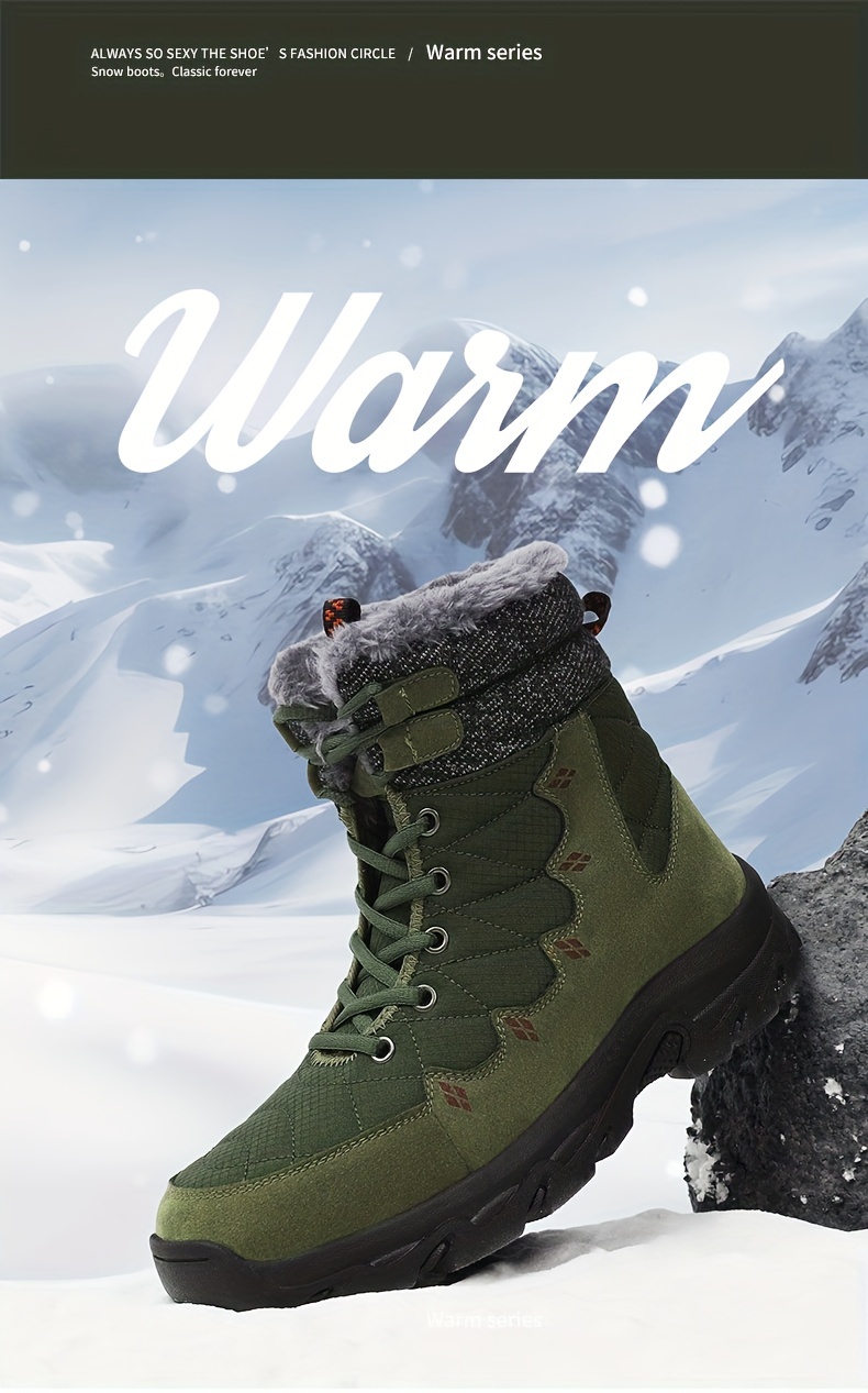 Mens Snow Boots Winter Thermal Shoes Windproof Hiking Boots With Fuzzy Lining Thick Bottom Non Slip Large Size Climbing Outdoor Boots Winter Shop Now For Limitedtime Deals Temu details 1