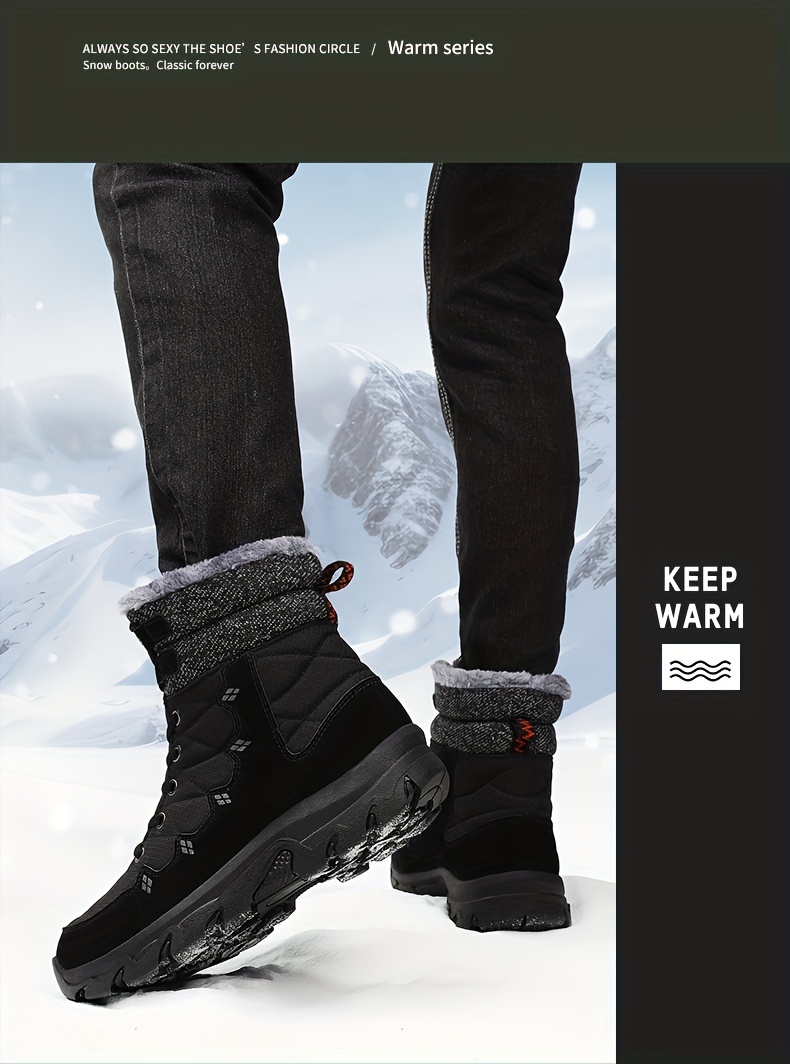 Mens Snow Boots Winter Thermal Shoes Windproof Hiking Boots With Fuzzy Lining Thick Bottom Non Slip Large Size Climbing Outdoor Boots Winter Shop Now For Limitedtime Deals Temu details 6