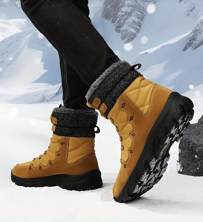 Mens Snow Boots Winter Thermal Shoes Windproof Hiking Boots With Fuzzy Lining Thick Bottom Non Slip Large Size Climbing Outdoor Boots Winter Shop Now For Limitedtime Deals Temu details 10