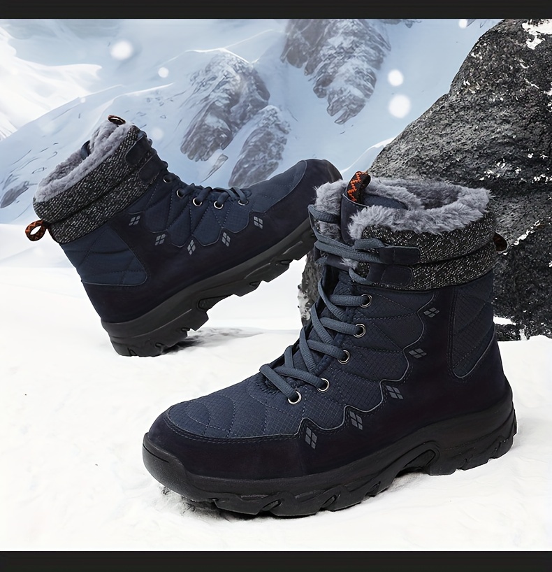 Mens Snow Boots Winter Thermal Shoes Windproof Hiking Boots With Fuzzy Lining Thick Bottom Non Slip Large Size Climbing Outdoor Boots Winter Shop Now For Limitedtime Deals Temu details 12