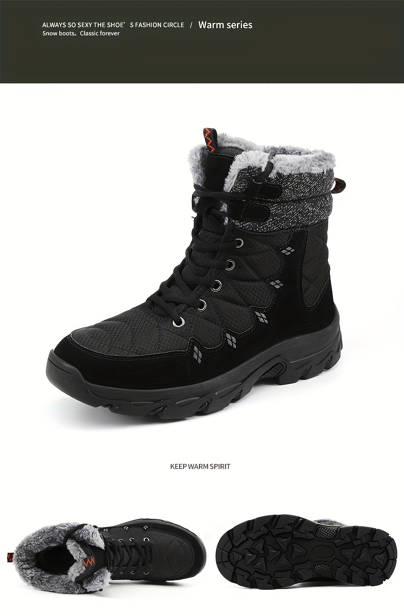 Mens Snow Boots Winter Thermal Shoes Windproof Hiking Boots With Fuzzy Lining Thick Bottom Non Slip Large Size Climbing Outdoor Boots Winter Shop Now For Limitedtime Deals Temu details 14