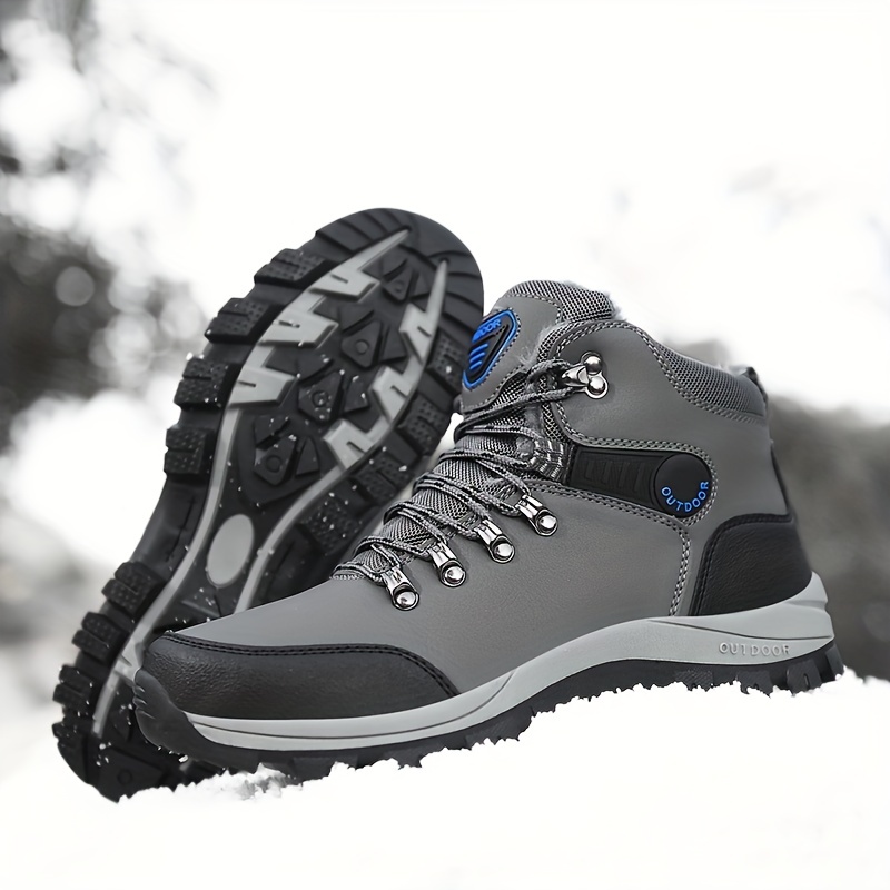 Mens Outdoor Snow Boots Winter Thermal Shoes Windproof Hiking Boots With Fuzzy Lining Don t Miss These Great Deals Temu details 0