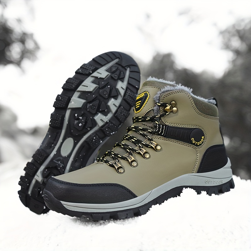 Mens Outdoor Snow Boots Winter Thermal Shoes Windproof Hiking Boots With Fuzzy Lining Don t Miss These Great Deals Temu details 1