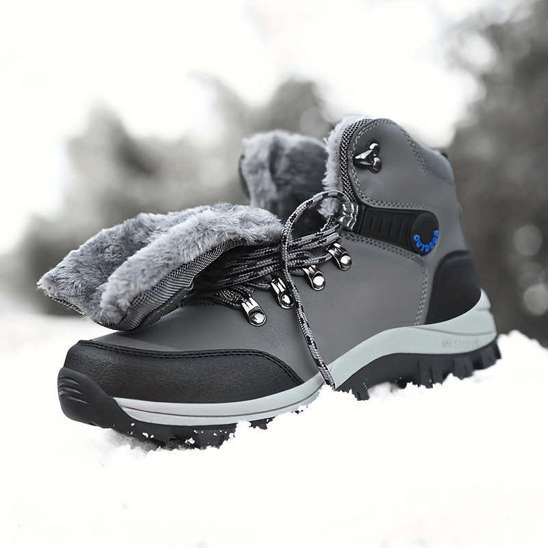 Mens Outdoor Snow Boots Winter Thermal Shoes Windproof Hiking Boots With Fuzzy Lining Don t Miss These Great Deals Temu details 2