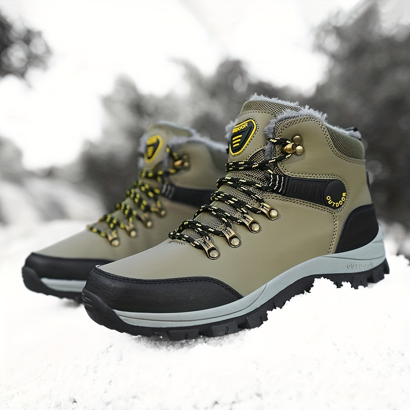 Mens Outdoor Snow Boots Winter Thermal Shoes Windproof Hiking Boots With Fuzzy Lining Don t Miss These Great Deals Temu details 3