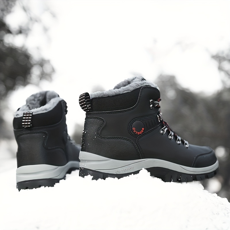 Mens Outdoor Snow Boots Winter Thermal Shoes Windproof Hiking Boots With Fuzzy Lining Don t Miss These Great Deals Temu details 4