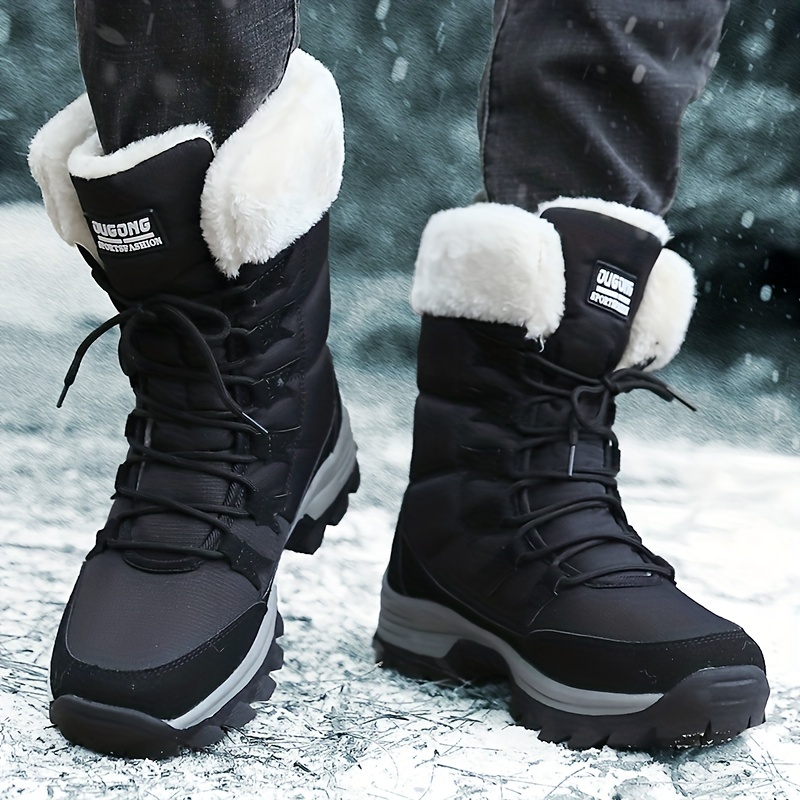 Mens High Top Snow Boots Warm Fleece Cozy Non Slip Ankle Boots Plush Comfy Outdoor Hiking Shoes Lined Trekking Shoes Winter Shop The Latest Trends Temu details 0