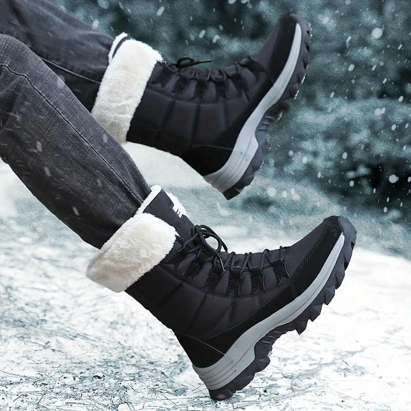 Mens High Top Snow Boots Warm Fleece Cozy Non Slip Ankle Boots Plush Comfy Outdoor Hiking Shoes Lined Trekking Shoes Winter Shop The Latest Trends Temu details 2