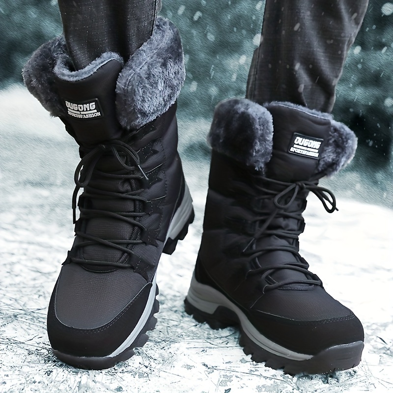 Mens High Top Snow Boots Warm Fleece Cozy Non Slip Ankle Boots Plush Comfy Outdoor Hiking Shoes Lined Trekking Shoes Winter Shop The Latest Trends Temu details 3