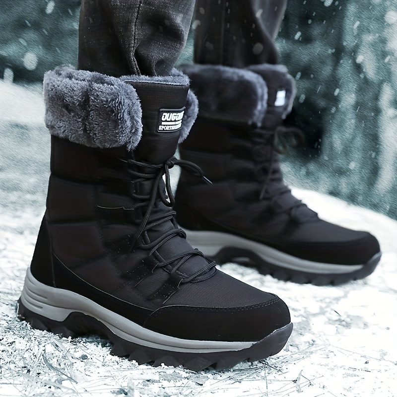 Mens High Top Snow Boots Warm Fleece Cozy Non Slip Ankle Boots Plush Comfy Outdoor Hiking Shoes Lined Trekking Shoes Winter Shop The Latest Trends Temu details 4