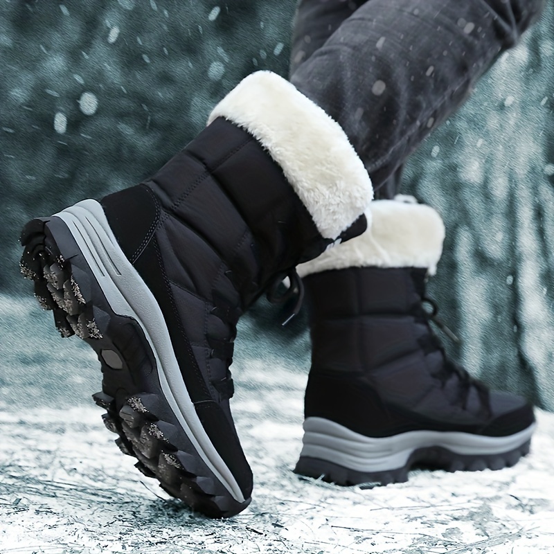 Mens High Top Snow Boots Warm Fleece Cozy Non Slip Ankle Boots Plush Comfy Outdoor Hiking Shoes Lined Trekking Shoes Winter Shop The Latest Trends Temu details 10