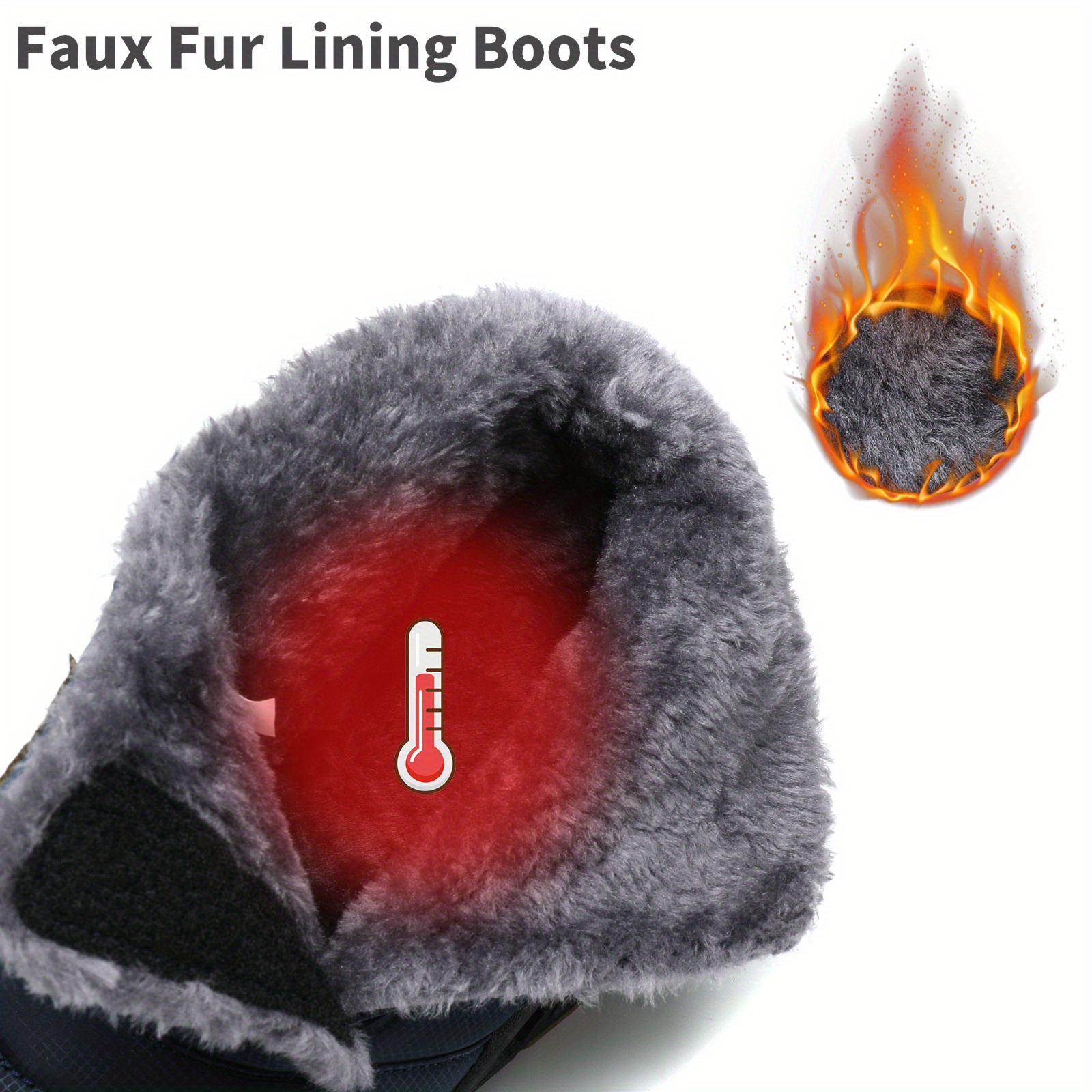 Mens Outdoor Snow Boots With Hook And Loop Fastener Ankle High Plush Warm Casual Shoes For Winter Don t Miss These Great Deals Temu details 12