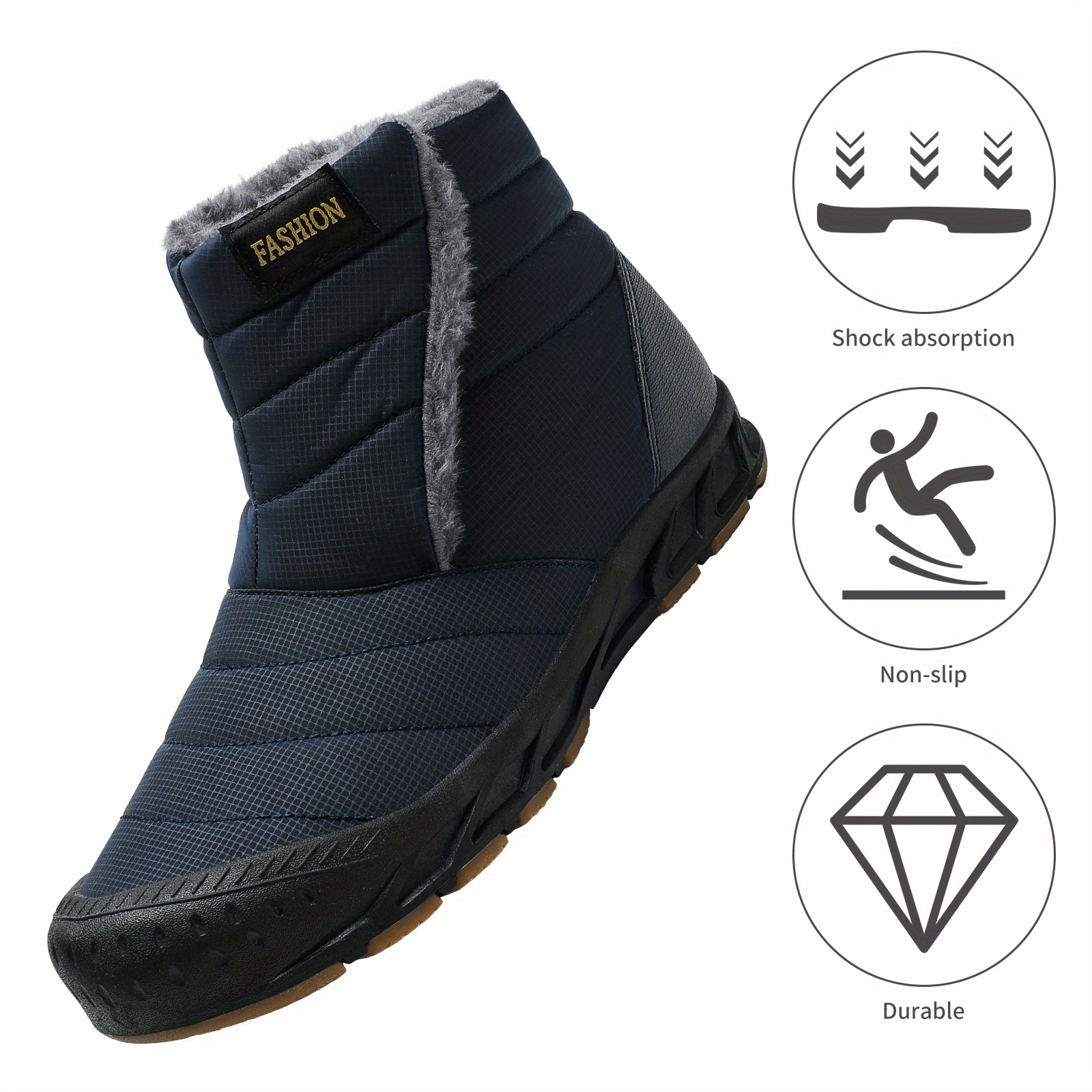 Mens Outdoor Snow Boots With Hook And Loop Fastener Ankle High Plush Warm Casual Shoes For Winter Don t Miss These Great Deals Temu details 13