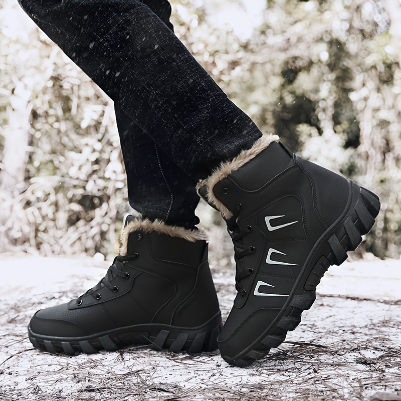 Mens Snow Boots Outdoor Warm Winter Boots Non Slip Casual Snow Boot Windproof Lace Ups Men s Shoes Temu details 0