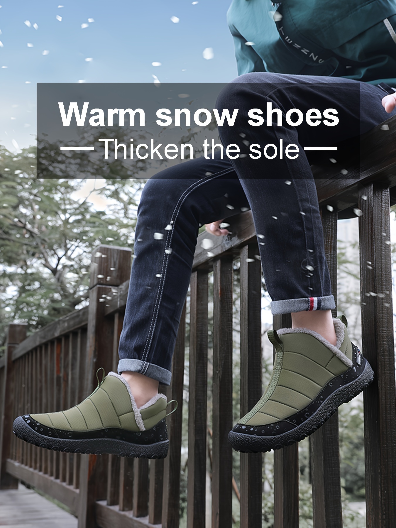 Mens Comfortable Warm Non Slip Snow Bootie With Plush Slip On Outdoor Ankle Boots For Winter Men s Shoes Temu details 0