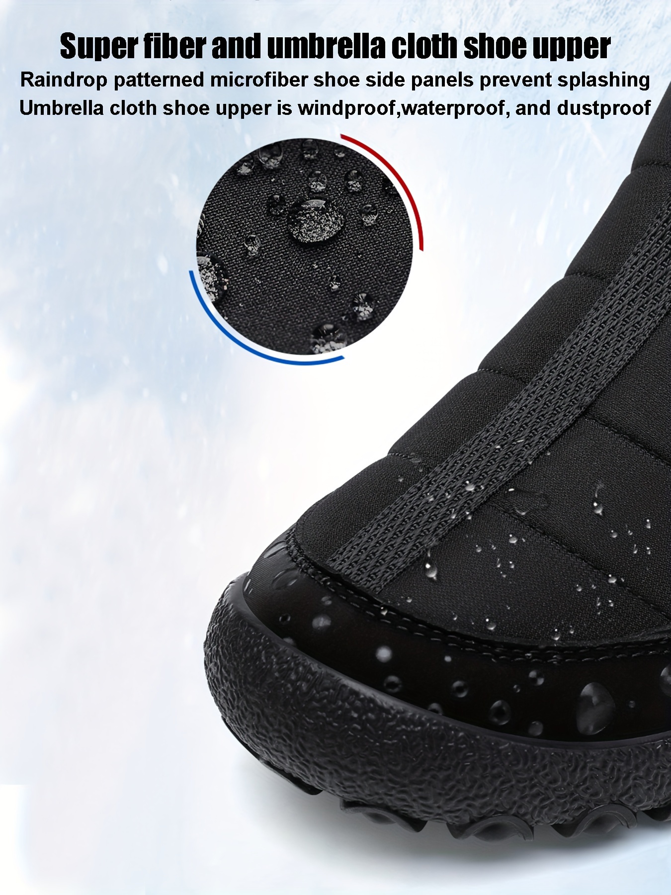 Mens Comfortable Warm Non Slip Snow Bootie With Plush Slip On Outdoor Ankle Boots For Winter Men s Shoes Temu details 1